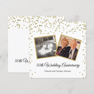 Invitation Confettis Dorés 50ème Anniversaire de Mariage