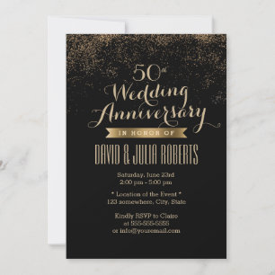 Invitation Confettis dorés chic points Mariage Anniversaire