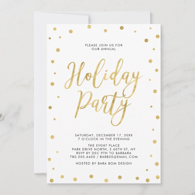 Invitation Confettis dorés | Fête de fin d'année moderne d'en (Devant)