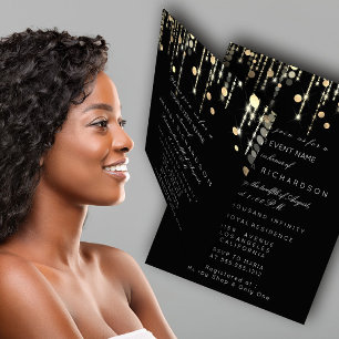 Invitation Confettis dorés Gouttes d'anniversaire Mariage Noi