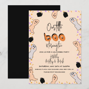 Invitation Confettis Fantôme Rétro Halloween Notre Petit Boo