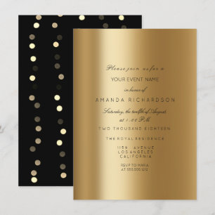 Invitation Confettis Formel Métal Doré Noir Sépia