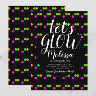 Invitation Confettis Néon Anniversaire Lumineux Dans Le Noir 