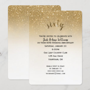 Invitation confettis pailletés 60e anniversaire de mariage