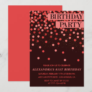 Invitation Confettis Pailletés Luxe pour 81e anniversaire