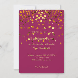 Invitation Confettis Pailletés Or Paillettes Rose Enterrement