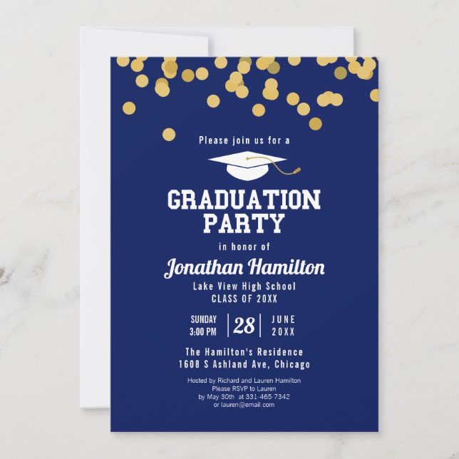 Invitation Confettis pour la fête de remise des diplômes au l (Devant)
