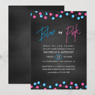 Invitation Confettis Tableau Bleu ou Rose Révélation du Sexe