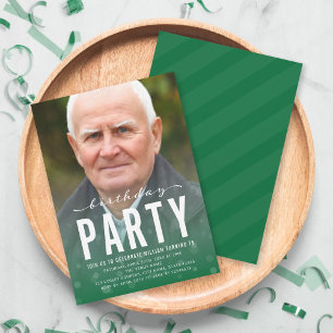 Invitation Confettis verts modernes toute fête d'anniversaire