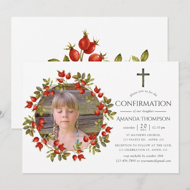 Invitation Confirmation aquarelle automne (Devant / Derrière)