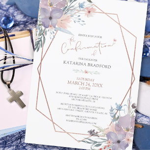 Invitation Confirmation Aquarelle Fleur sauvage Cuivre pourpr