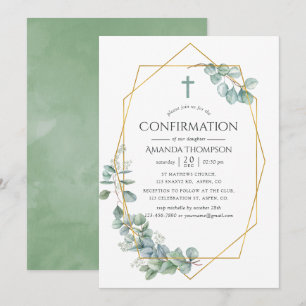 Invitation Confirmation aquarelle géométrique eucalyptus