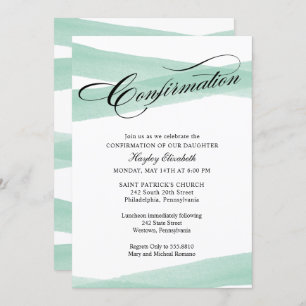 Invitation Confirmation, Aquarelle verte à la menthe Invitati