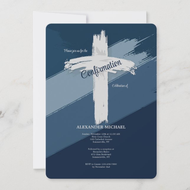 Invitation Confirmation bleue moderne (Devant)