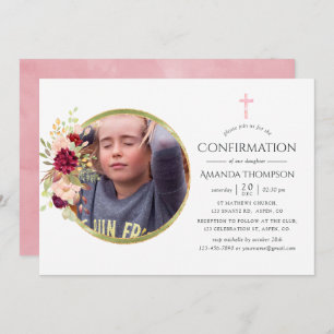 Invitation Confirmation Bourgogne-Marsala et Blush