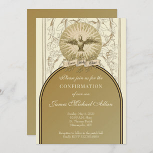 Invitation Confirmation catholique Or Saint-Esprit