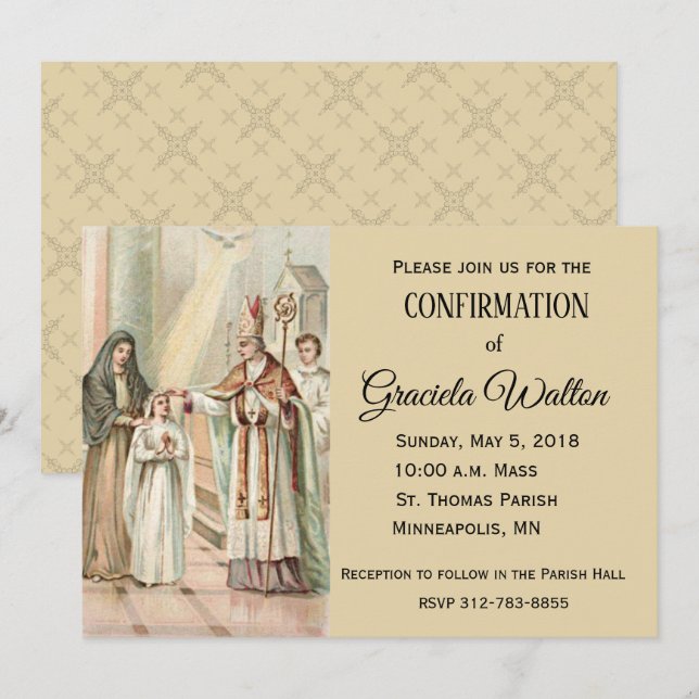 Invitation Confirmation catholique traditionnelle (Devant / Derrière)