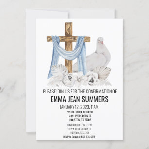 Invitation Confirmation Célébration de l'aquarelle croix de c