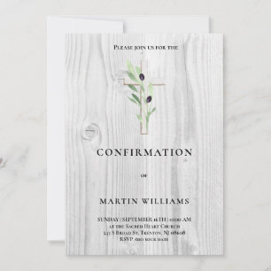 Invitation Confirmation croisée de bois de branche d'olivier