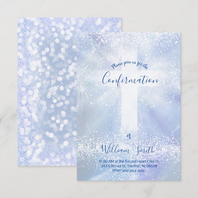 Invitation Confirmation Croix sacrée catholique (Devant / Derrière)