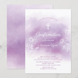 Invitation Confirmation d'aquarelle violette