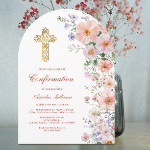 Invitation Confirmation d'arche de fleurs sauvages pastel