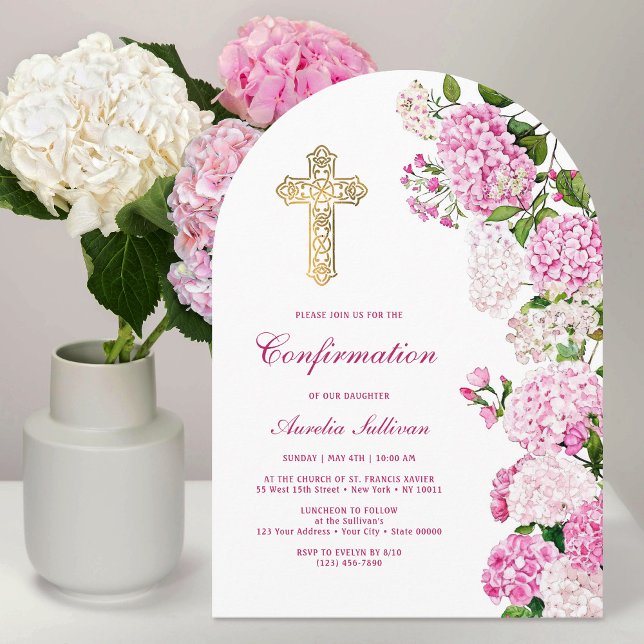 Invitation Confirmation d'arche d'hortensia rose (Créateur téléchargé)