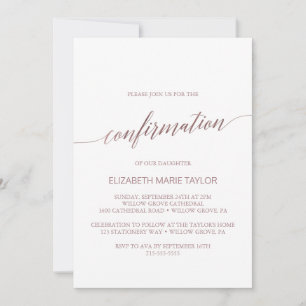 Invitation Confirmation de calligraphie or Rose élégant