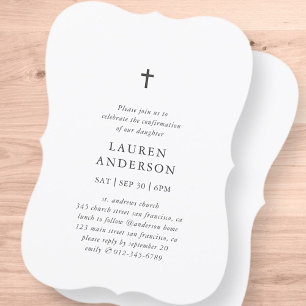 Invitation Confirmation de croix chic simple et élégante