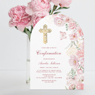 Invitation Confirmation de fleurs roses et papillons