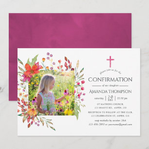 Invitation Confirmation de fleurs sauvages aquarelle