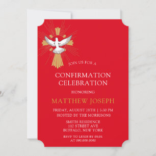 Invitation Confirmation de la colombe blanche de la Croix Rou