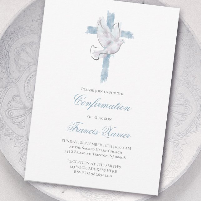 Invitation Confirmation de la croix bleue du Saint-Esprit (Créateur téléchargé)