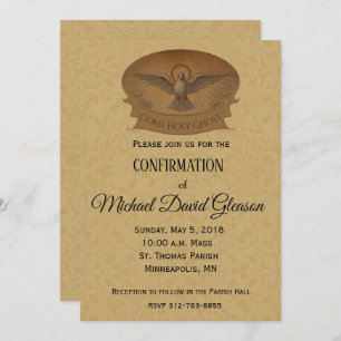 Invitation Confirmation de la dentelle d'or du Saint-Esprit c
