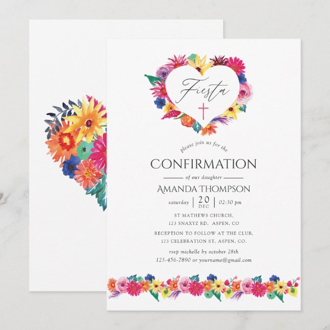 Invitation Confirmation de la Fête Florale à l'Aquarelle (Devant / Derrière)