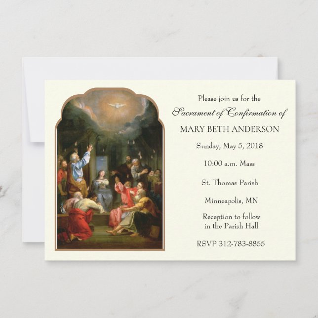 Invitation Confirmation de la fille catholique traditionnelle (Devant)