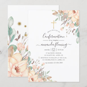 Invitation Confirmation de la fille florale rose pâle