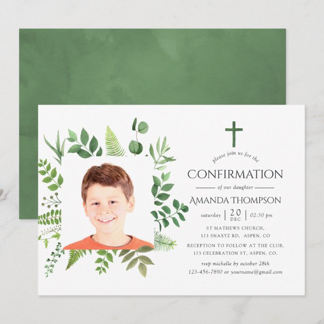 Invitation Confirmation de la forêt à l'aquarelle (Devant / Derrière)