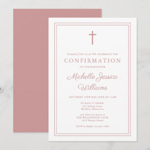 Invitation Confirmation de la frontière rose Rose Dusty moder