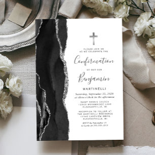 Invitation Confirmation de la Parties scintillant d'argent du
