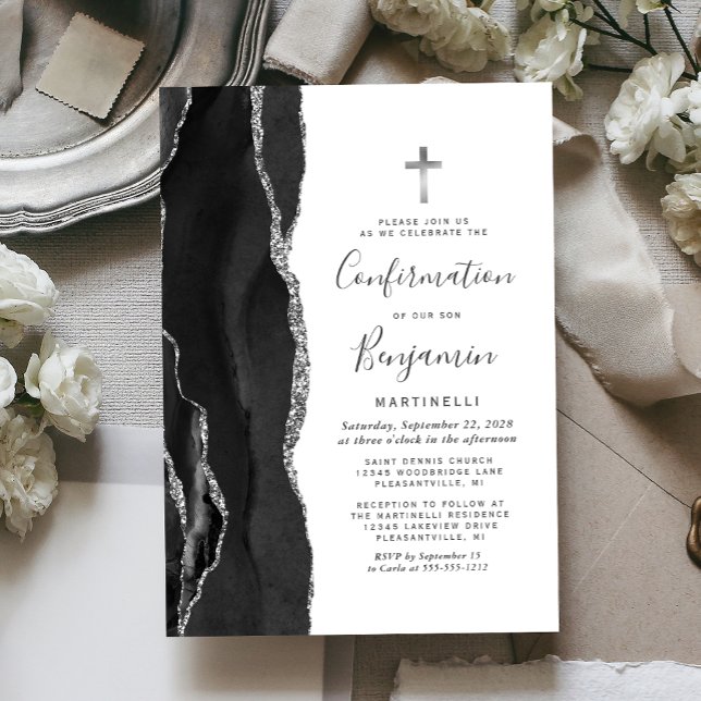 Invitation Confirmation de la Parties scintillant d'argent du (Créateur téléchargé)