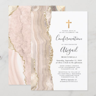 Invitation Confirmation de la Parties scintillant d'or d'ivoi