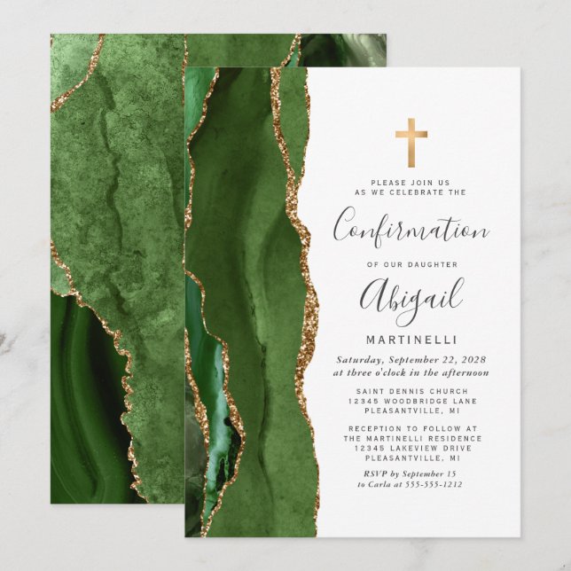 Invitation Confirmation de la Parties scintillant Gold de l'A (Devant / Derrière)