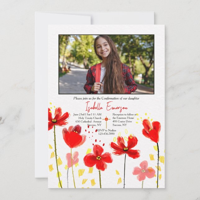 Invitation Confirmation de la photo Red Poppies (Devant)