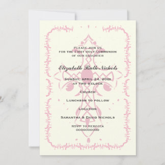 Invitation Confirmation de la première communion rose