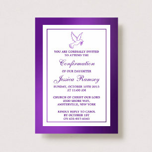 Invitation Confirmation de la sainteté de la colombe mauve mé
