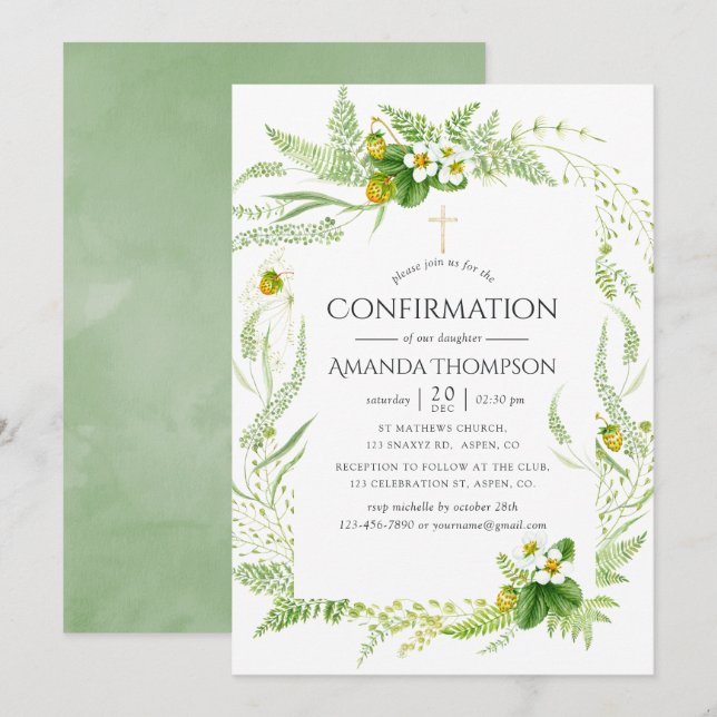 Invitation Confirmation de la verdure à l'aquarelle (Devant / Derrière)