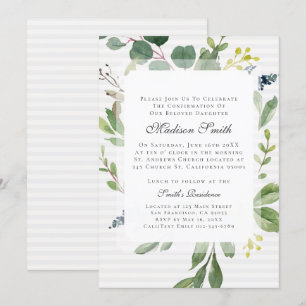 Invitation Confirmation de l'aquarelle Foliage Botaniques