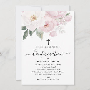 Invitation confirmation de l'aquarelle rose et blanc