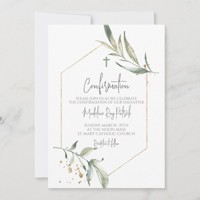 Invitation Confirmation de l'aquarelle verte (Devant)